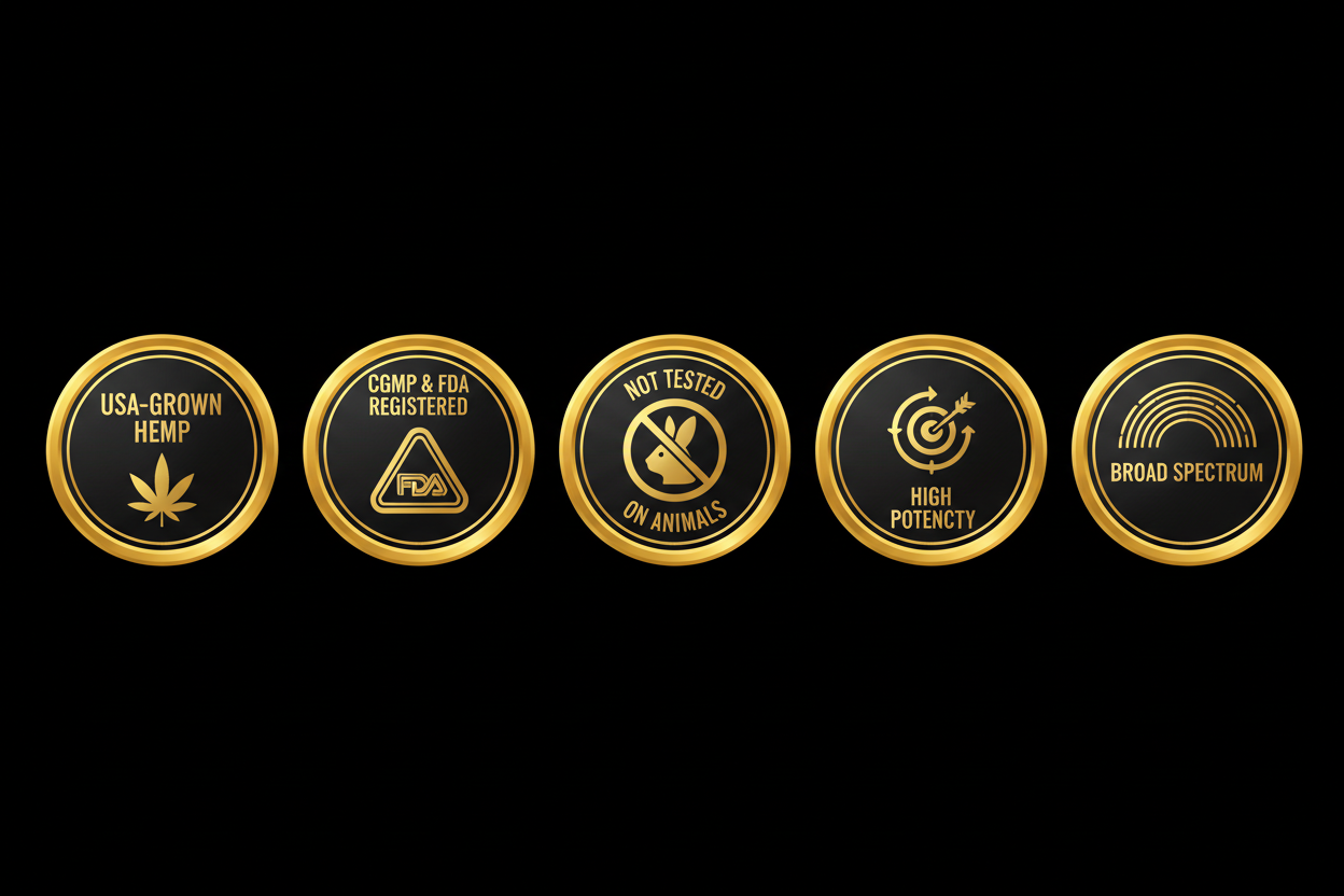 DAM GOOD CBD 5 Certification Badges